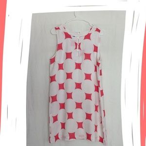 Island Company linen dress. White & coral pattern